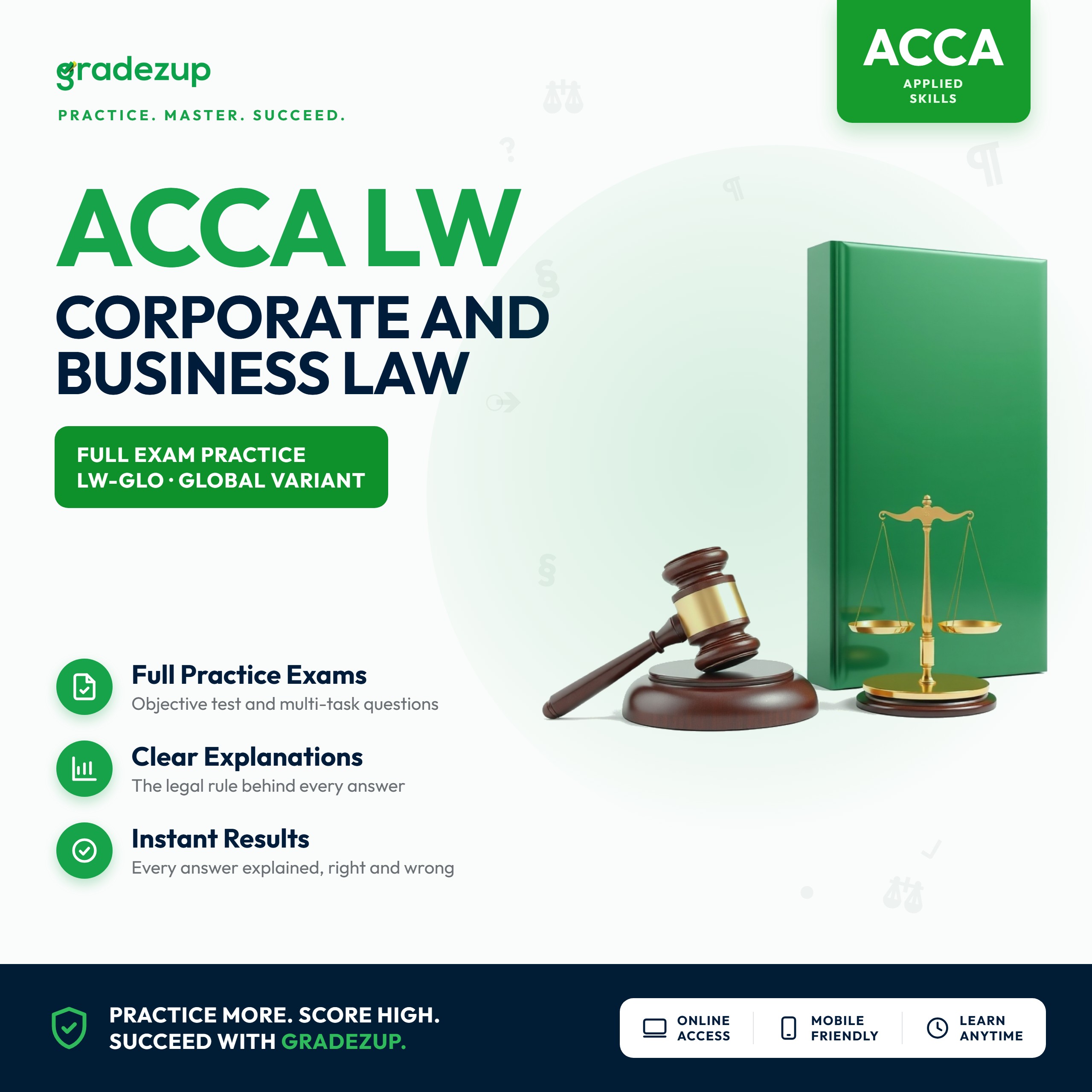 Gradezup ACCA LW Corporate and Business Law practice exams